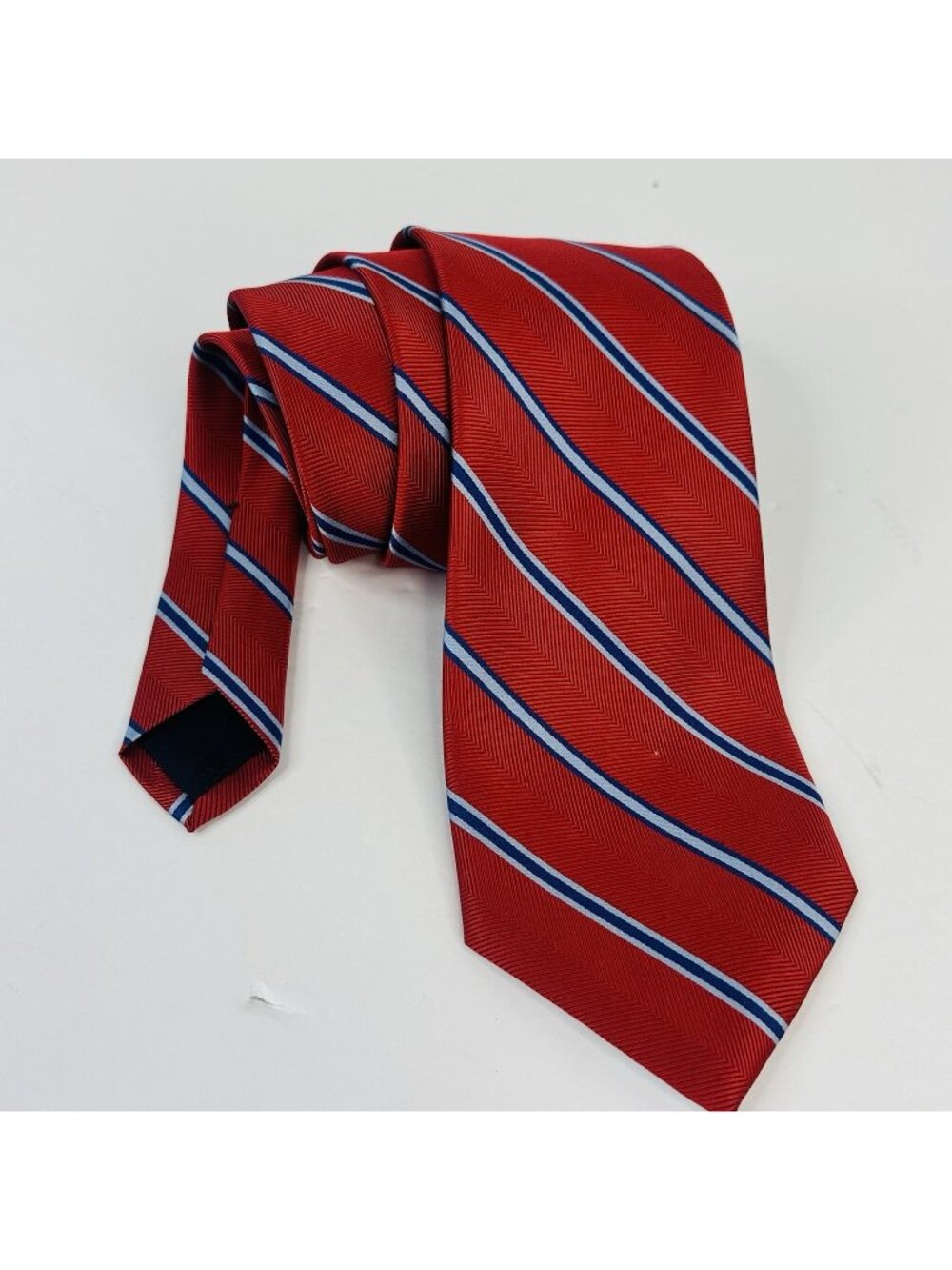 NWT Brooks Brothers 346 Necktie 100% Pure Silk Red Blue Stripe Classic Tie 61”